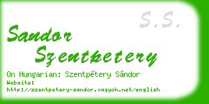 sandor szentpetery business card